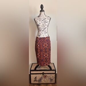 LuLaRoe Red Multi Geometric Pencil Skirt